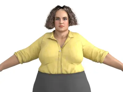 Mia office lady Low-poly 3D model