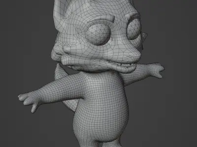 Cartoon Grey Fox Rigged 3D Model Low-poly 3D model