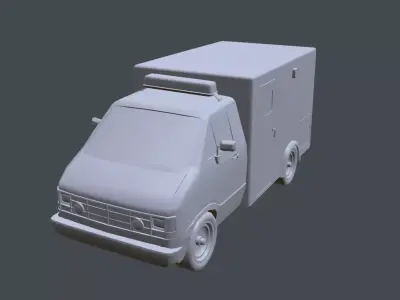 Dodge Ram Ambulance Van Low-poly 3D model