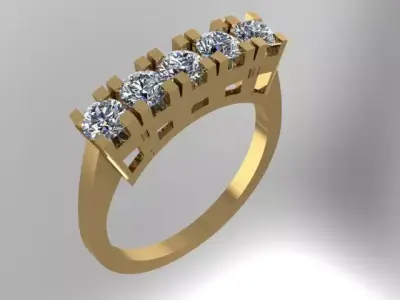 Ring With Five Diamonds Printable File  3D print model