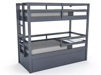 modern wooden bunk bed 02 3D Low-poly 3D model