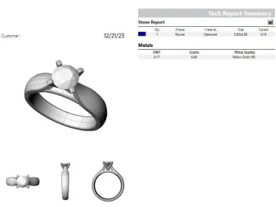 Round 0-75-CT Quarter Round Profile Shank Width 3-5mm 3D print model