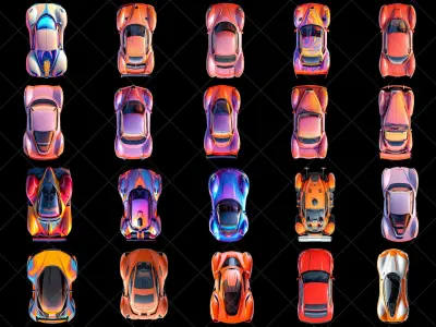 100 Transparent Fantasy Cars Game Asset Texture