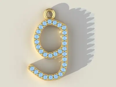 Diamond Lower Case G Pendant Gold Silver Platinum Luxury Jewelry 3D print model