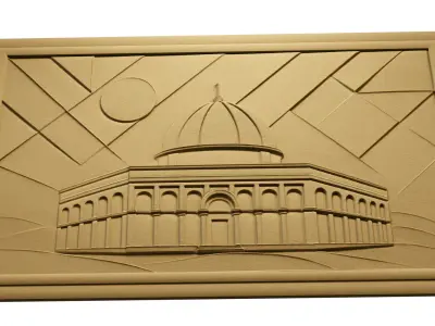 3d modern Dome of the Rock 3D Wall Panel Relief CNC 02  3D model
