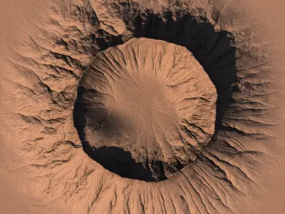 High-polly Desert Mountain Crater 3D model