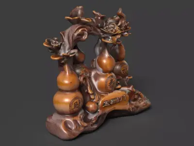 Chinese wooden gourd  Low-poly 3D model