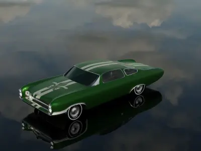 Low poly Classic car model Low-poly 3D model