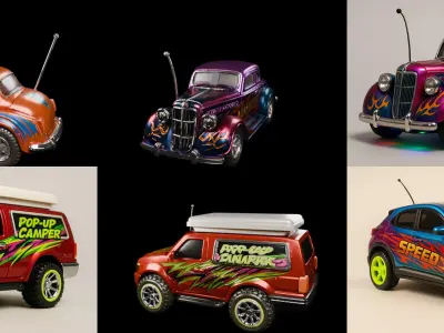 Controled Car bundle 5 pack 100 glb 3D model
