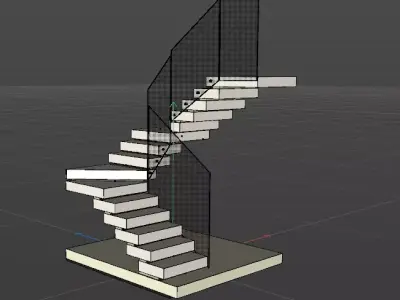 modern 3 way stair case Low-poly 3D model