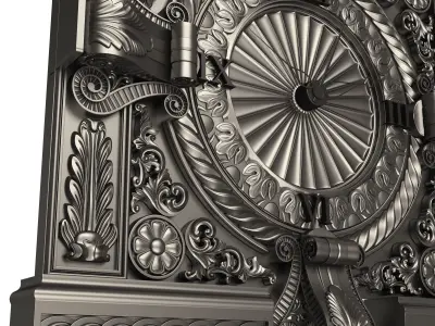 Classic Wall Clock 015 Chrome Low-poly 3D model