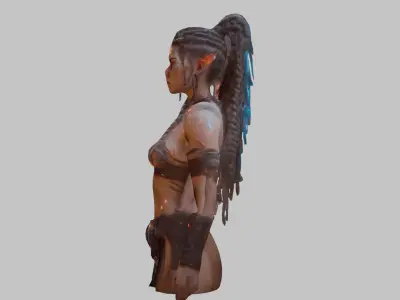 Female Barbarian Low-poly 3D model