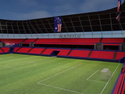 Australia Football Stadium and Interiors Low-poly 3D model
