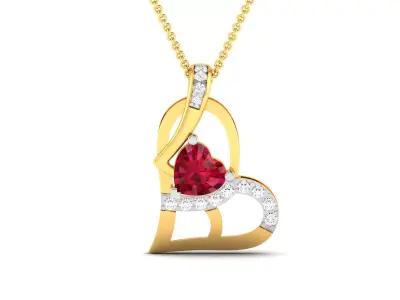Women Heart Stone Pendant 3DM STL OBJ FBX Render Details 3D print model