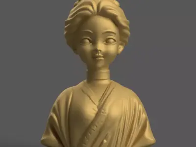 Elegant Lady Bust Statue 3D Model STL for Decoration 3D print model