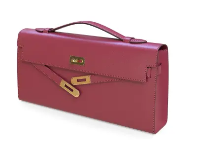 Hermes Kelly Cut Clutch Red Leather Low-poly 3D model