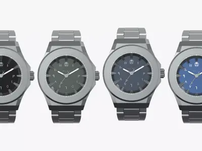 Silver Watch With Various Dial Variations 3D model