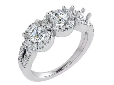 Round Halo Split Shank Ring 3531 3D print model