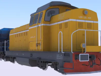 Cargo train PBR V 3D model