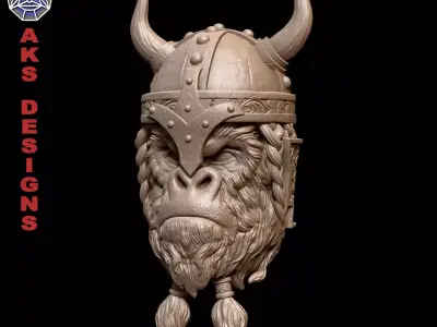 Ancient viking warrior guerilla Bas relief wall decoration 3D print model