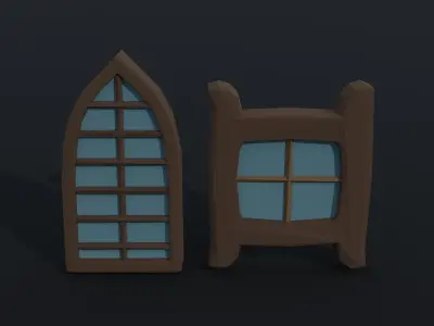 Cartoon fantasy windows Polygonal Style Low-poly 3D model