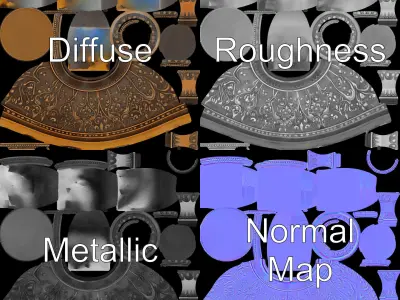 Ornate Goblet Model Pack with Intricate Patterns Low-poly 3D model