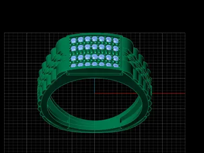 Print Ready STL 3DM  Gents Rings Diamond Men Ring  3D print model 6