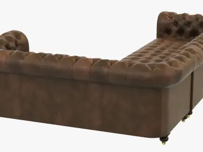 Restoration Hardware Cambridge Leather Customizable Sectional 3D model