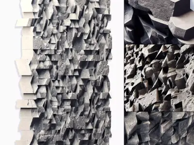 Panel Big Rock block stone n1 3D model