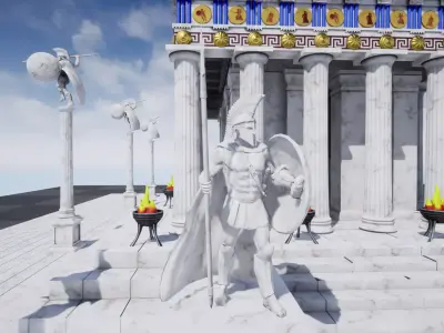 Game asset - Spartan monument 2 Low-poly 3D model