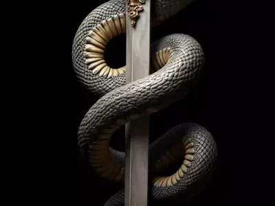 Snake and Sword 3D Model Mythical Weapon Coiled Serpent Design Low-poly 3D model