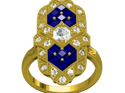 Vintage Style Art Deco Ring 3D print model