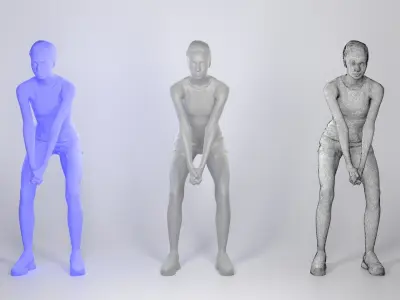 Slim woman playing beach volleyball 196 Low-poly 3D model