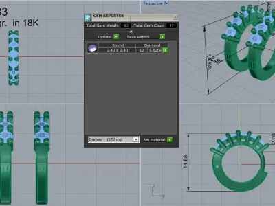 Diamond  Hoop Earring 0983 3D print model