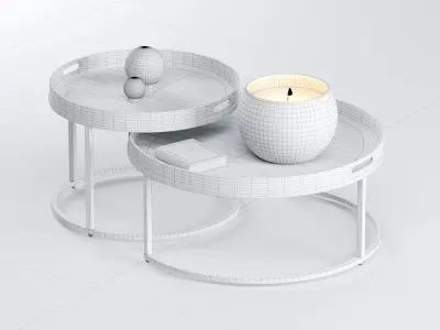 Round Coffee Table Set 3D model