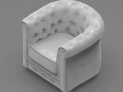 Luxury Distressed Chesterfield Armchair Miniature Scalable  3D print model