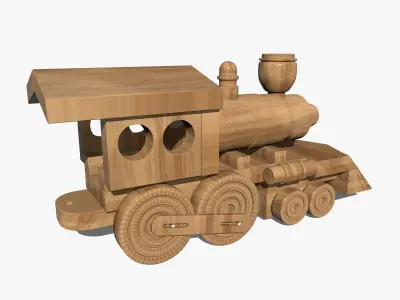 Wooden Toy Train 3D model