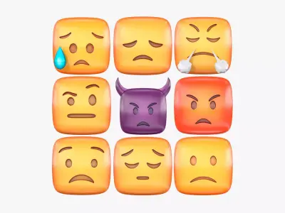 Emoji Sad Faces Low-poly 3D model