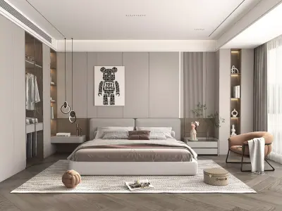 Modern Bedroom Scene 41 3D model