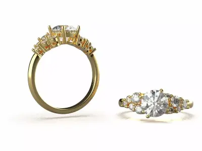 Multicolour Gemstone  Multi size Gem Ring 58 3D print model