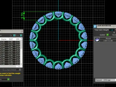 U Shaped Eternity Ring 3 point 8 mm stone size swiss 15 and EU55 3D print model