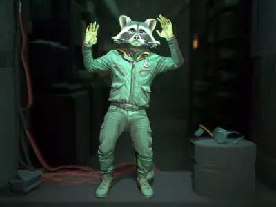 Stylish Raccoon Astronaut model pack Low-poly 3D model