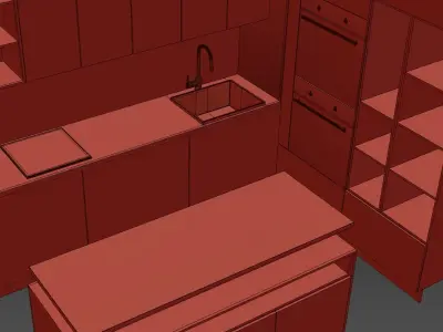 Kitchen 1 cabinet with shelves and drawers 3D model