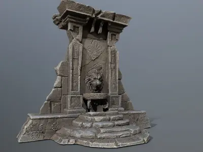 Lion fountain Low-poly 3D model