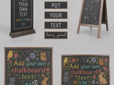Professional Office Signage Set - Customizable Chalkboards 3D Model Collection