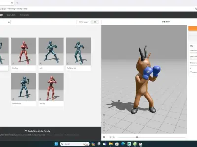 Boxing Antelope Animal Animated Low-poly 3D model