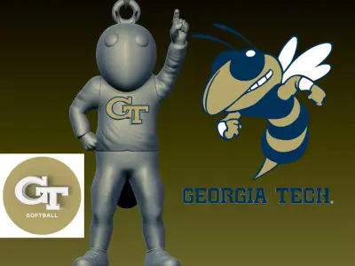 Necklaces BUZZ GEORGIA TECH YELLOW JACKETS - Hanging Figurine 3D print model