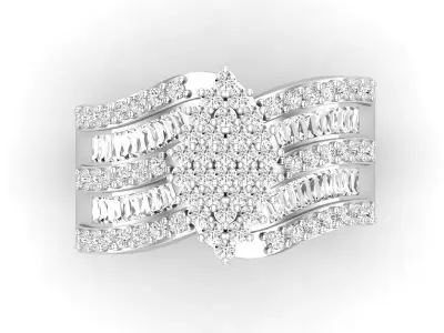 AV 654 Diamond Ladies Cluster Engagement Ring 3D print model