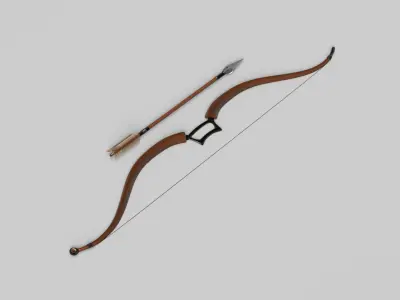 Bow and Arrow Low-poly 3D model