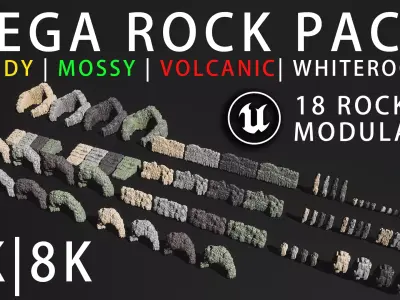 Modular Mega Rock Pack - Granite Low-poly 3D model